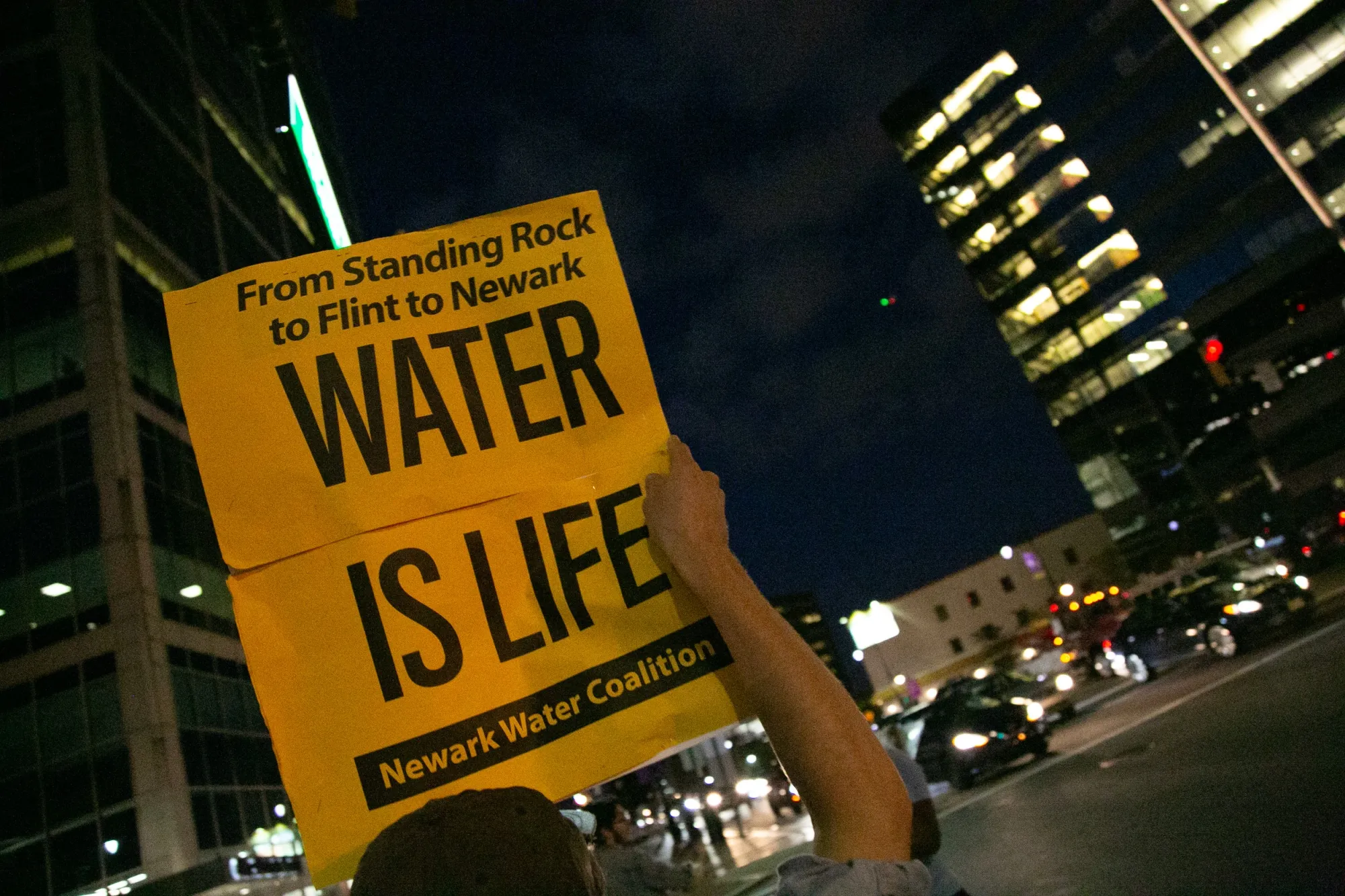 Protesters marched outside Newark’s Prudential Center in 2019 to bring attention to the high lead levels found in city water at that time.&nbsp;&nbsp;&nbsp;