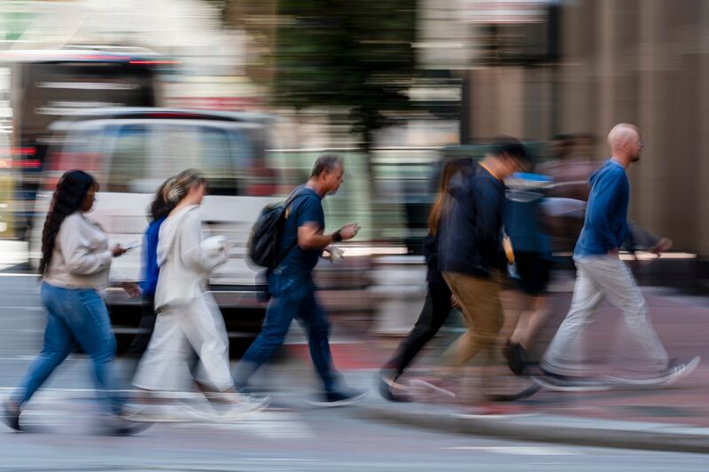 Pedestrians on Market Street in San Francisco, California, US, on Tuesday, Aug. 6, 2024.