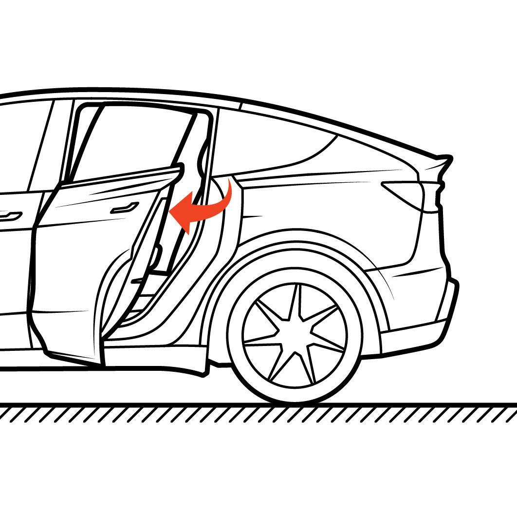 Exterior view of the back door swinging open