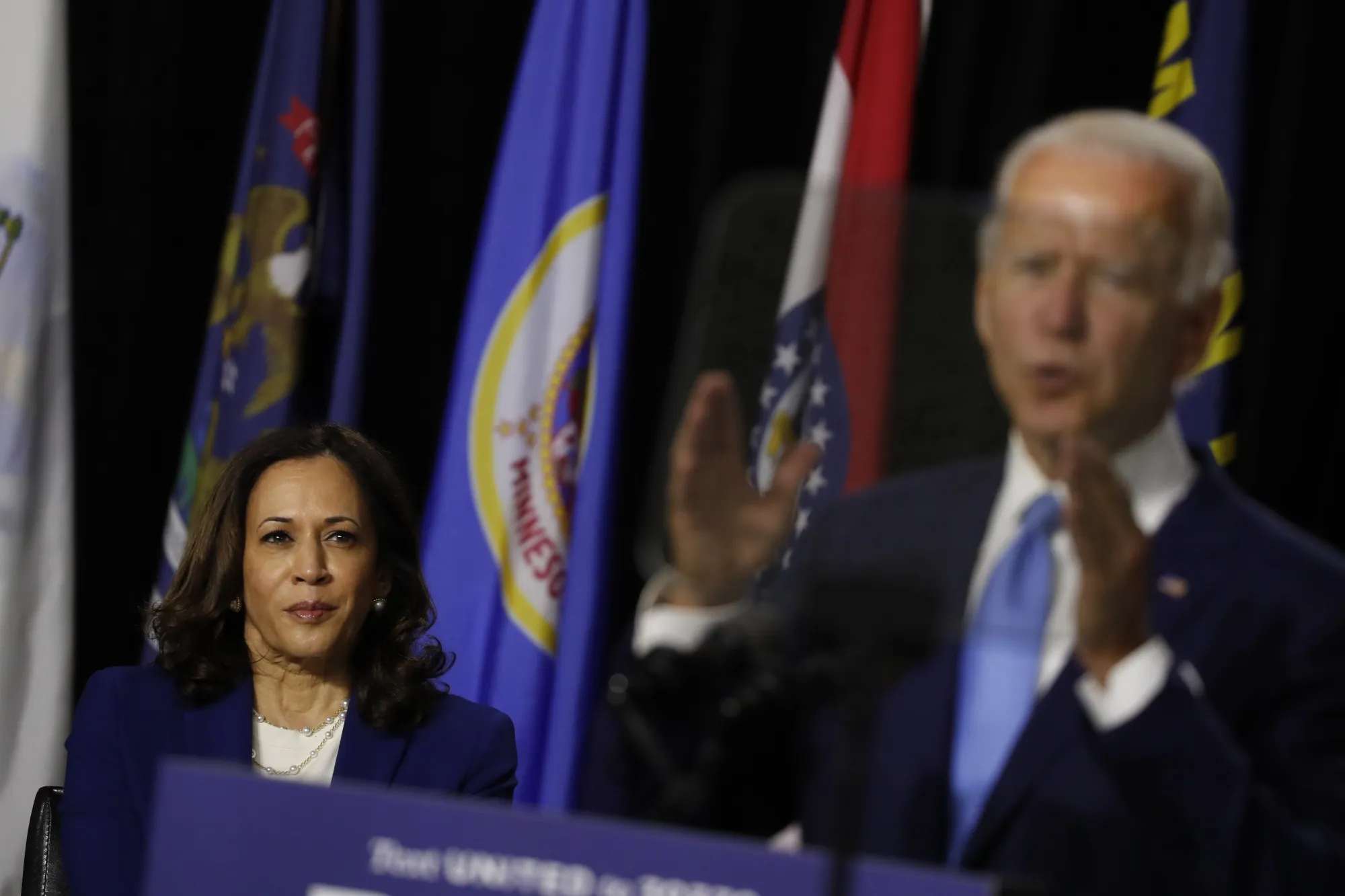 Senator Kamala Harris and former Vice President Joe Biden.