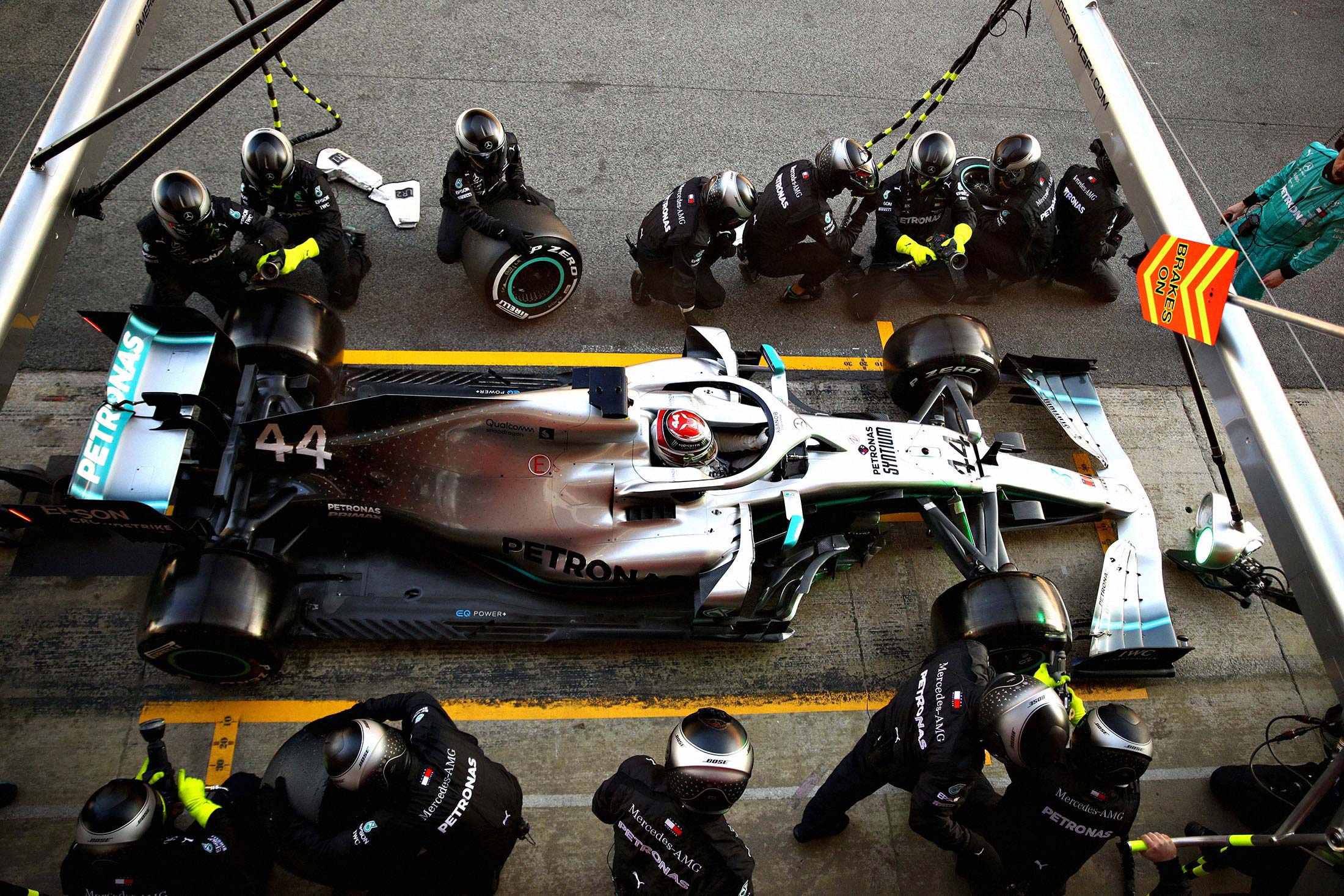 Mercedes driver Lewis Hamilton during winter testing in Spain.&nbsp;