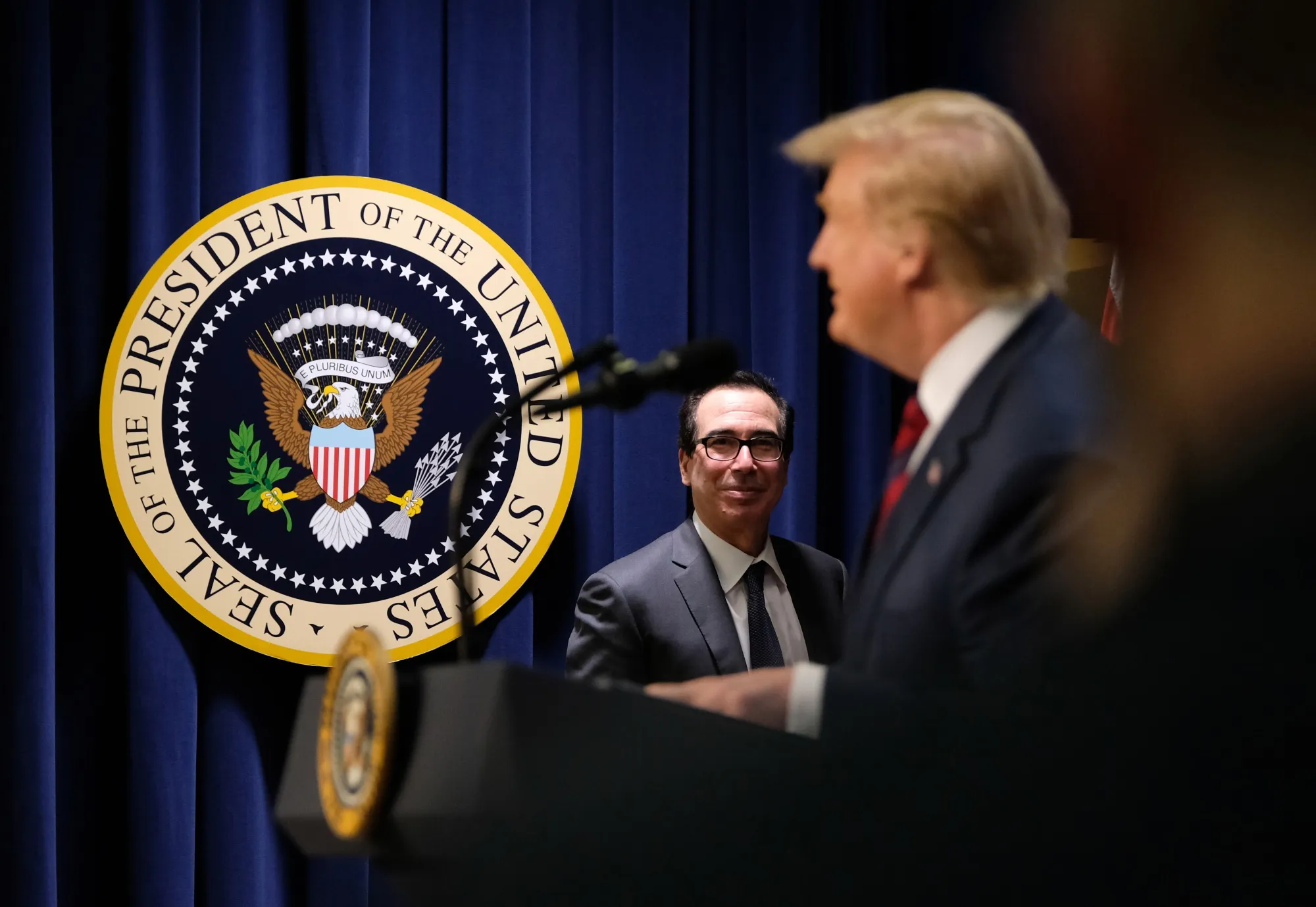Steven Mnuchin with Donald Trump.