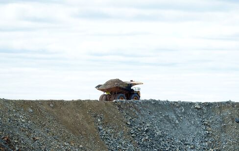 A dump truck loaded with ore at Norton Gold Fields Ltd. Enterprise operations, north-west of Kalgoorlie, Australia.