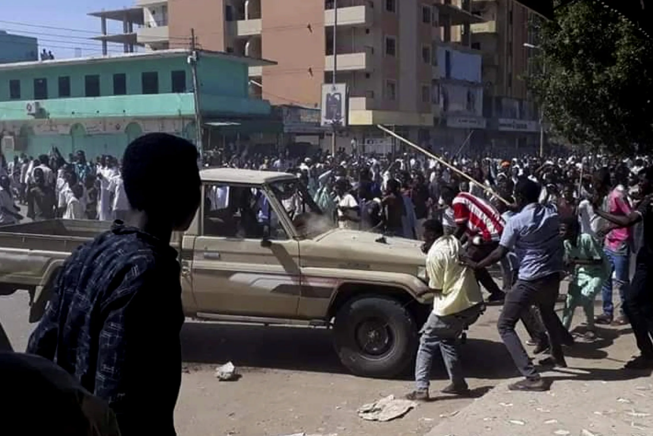 Demonstrators protest in Kordofan, Sudan on Dec. 23.  