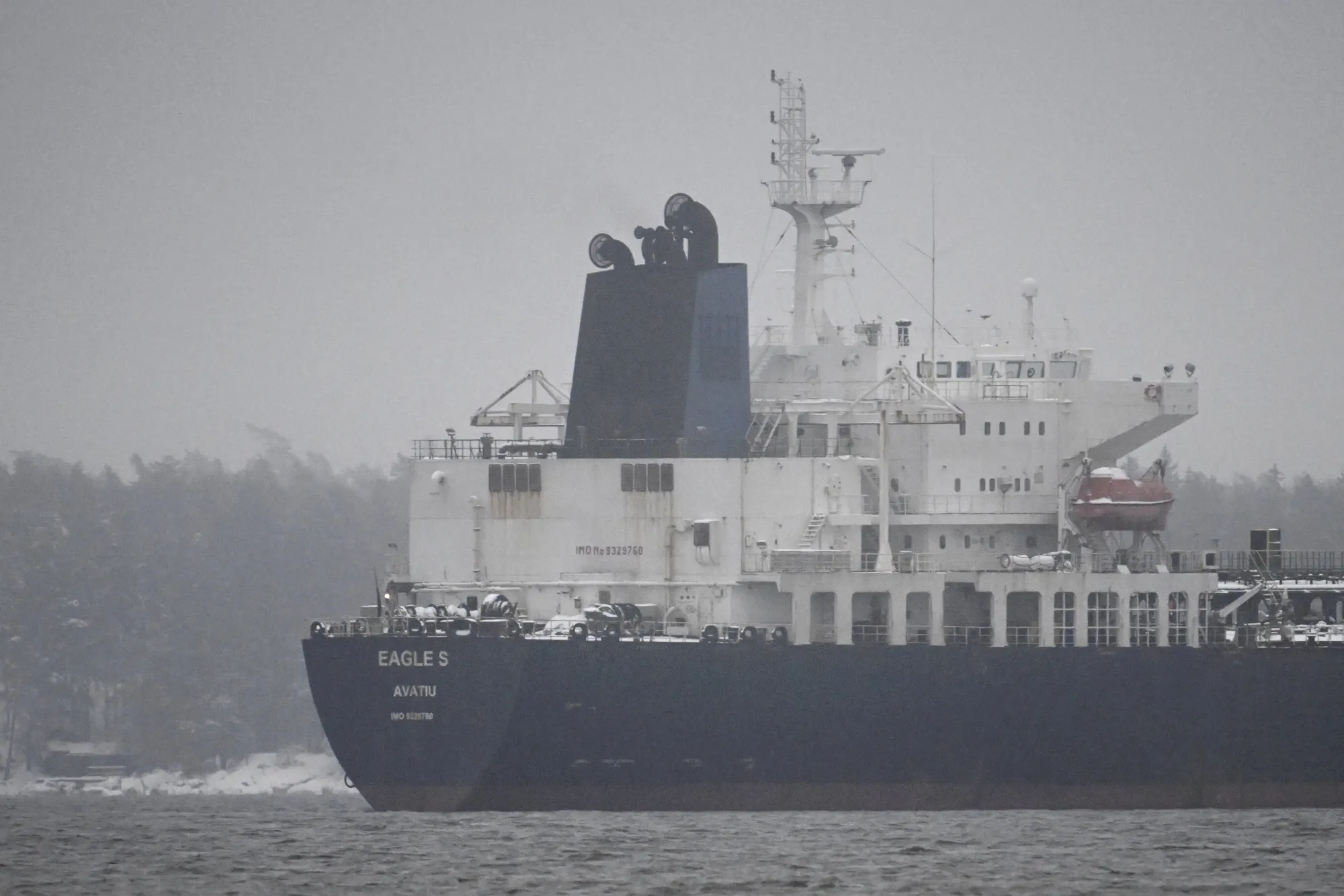 The Oil tanker Eagle S anchored near the Kilpilahti port in Porvoo, on the Gulf of Finland on Jan. 7.