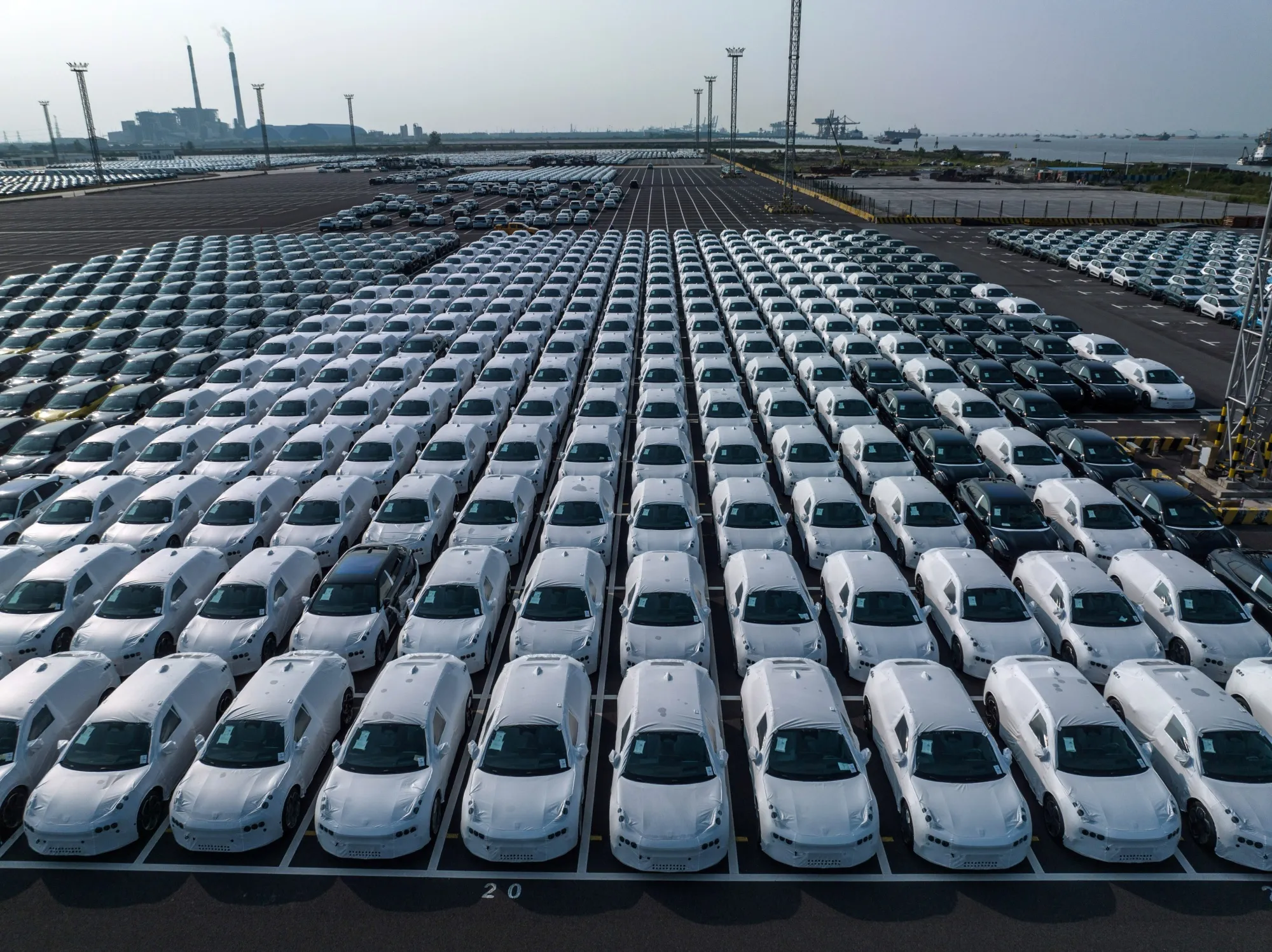 Geely Automobile Holdings Ltd.'s Zeekr electric vehicles bound for shipment to Europe at the Port of Taicang in China.