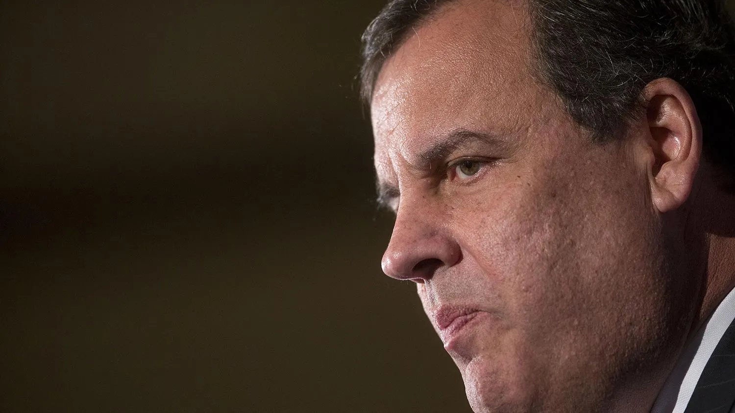 Chris Christie, governor of New Jersey, pauses while speaking during a Legal Reform Summit at the U.S. Chamber of Commerce in Washington, D.C., U.S., on Tuesday, Oct. 21, 2014.
