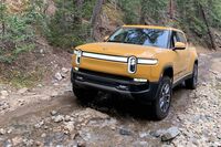 Rivian’s R1T electric pickup measures 217 inches long.