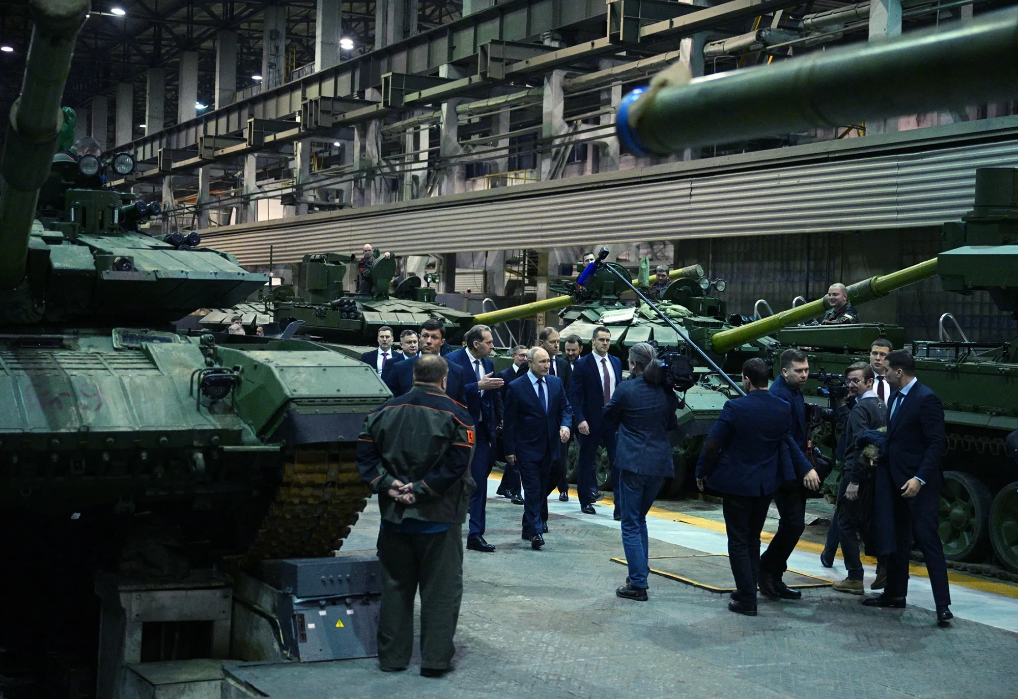 Russian&nbsp;President Vladimir Putin visits Uralvagonzavod, the country's main tank factory in the Urals, in Nizhny Tagil on Feb.&nbsp;15.&nbsp;