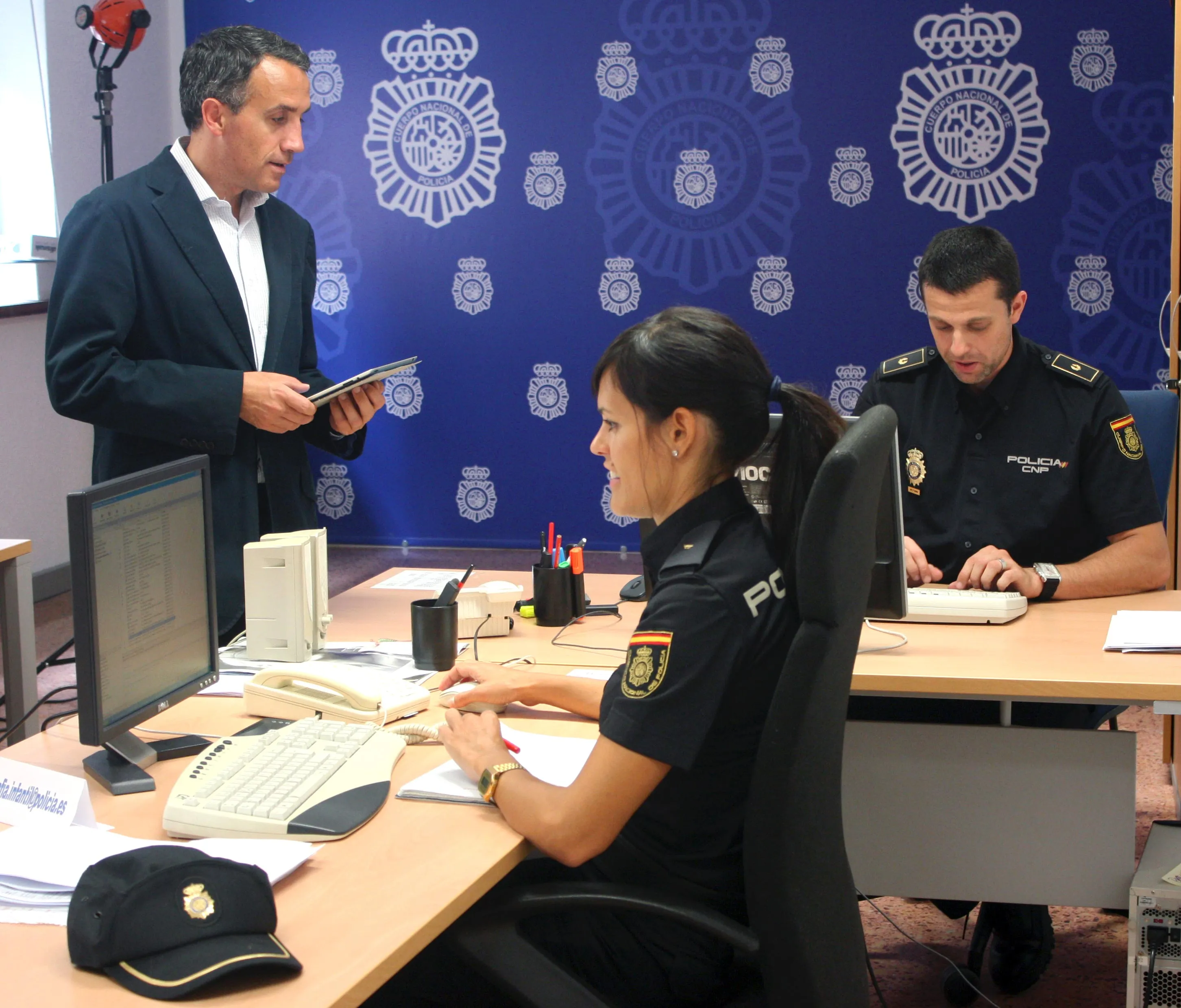 Inside the press room of the national police in Madrid where they work on social media sites. Source: National Police Corps of Spain via Bloomberg