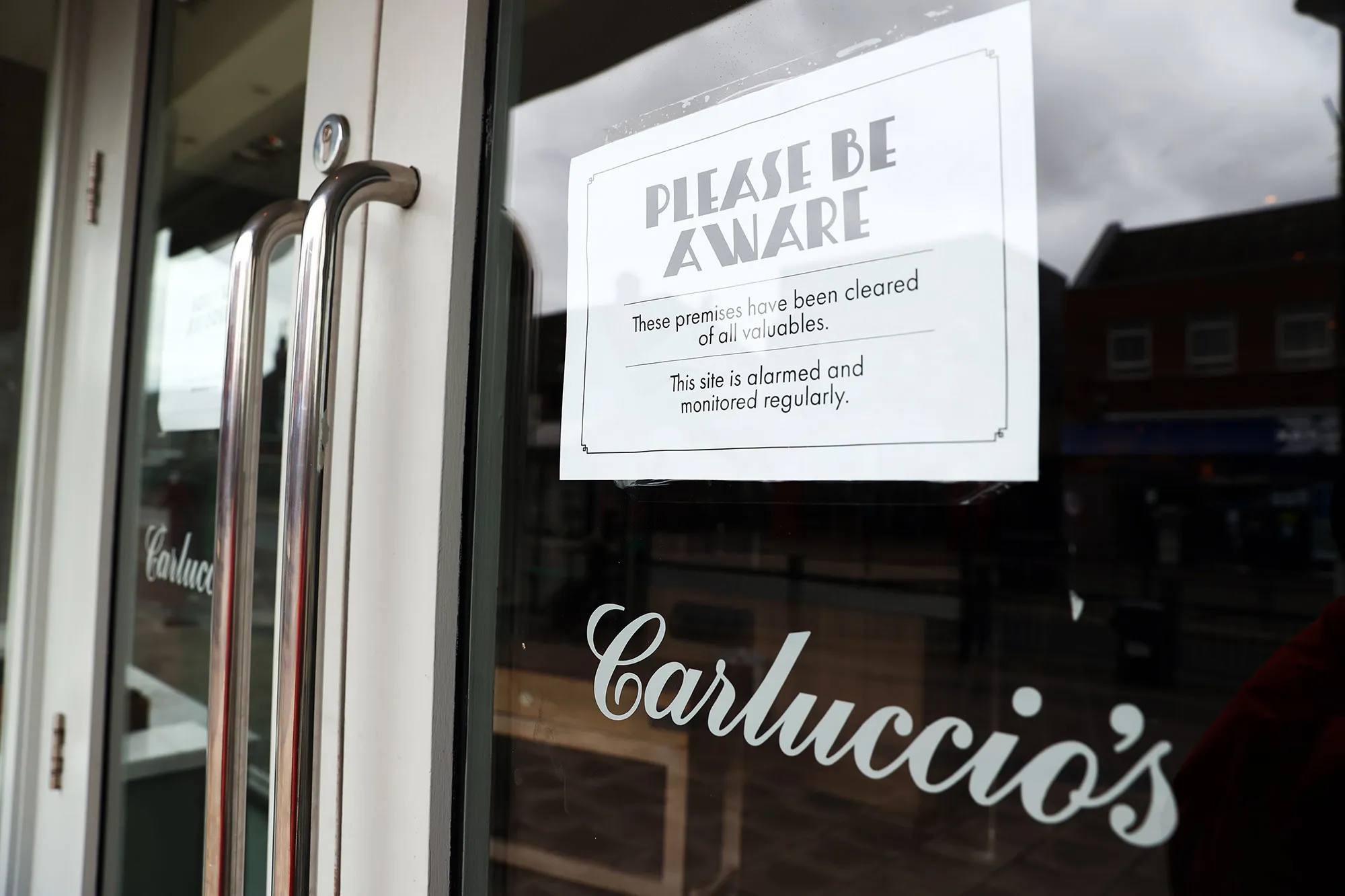 A closed Carluccio's restaurant in West Bridgford, Nottingham, U.K.
