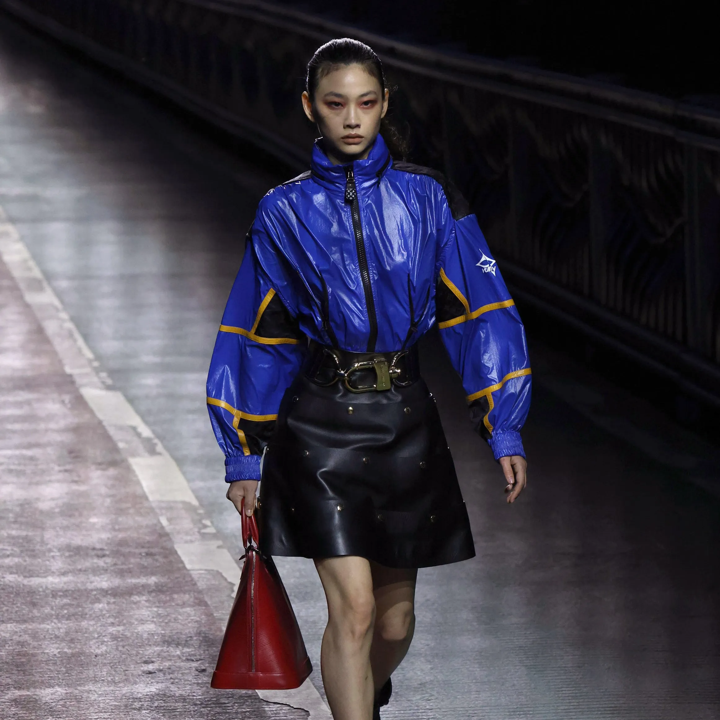 Squid Game actress Hoyeon Jung leads Louis Vuitton’s fashion parade on&nbsp;Seoul’s Jamsugyo bridge.