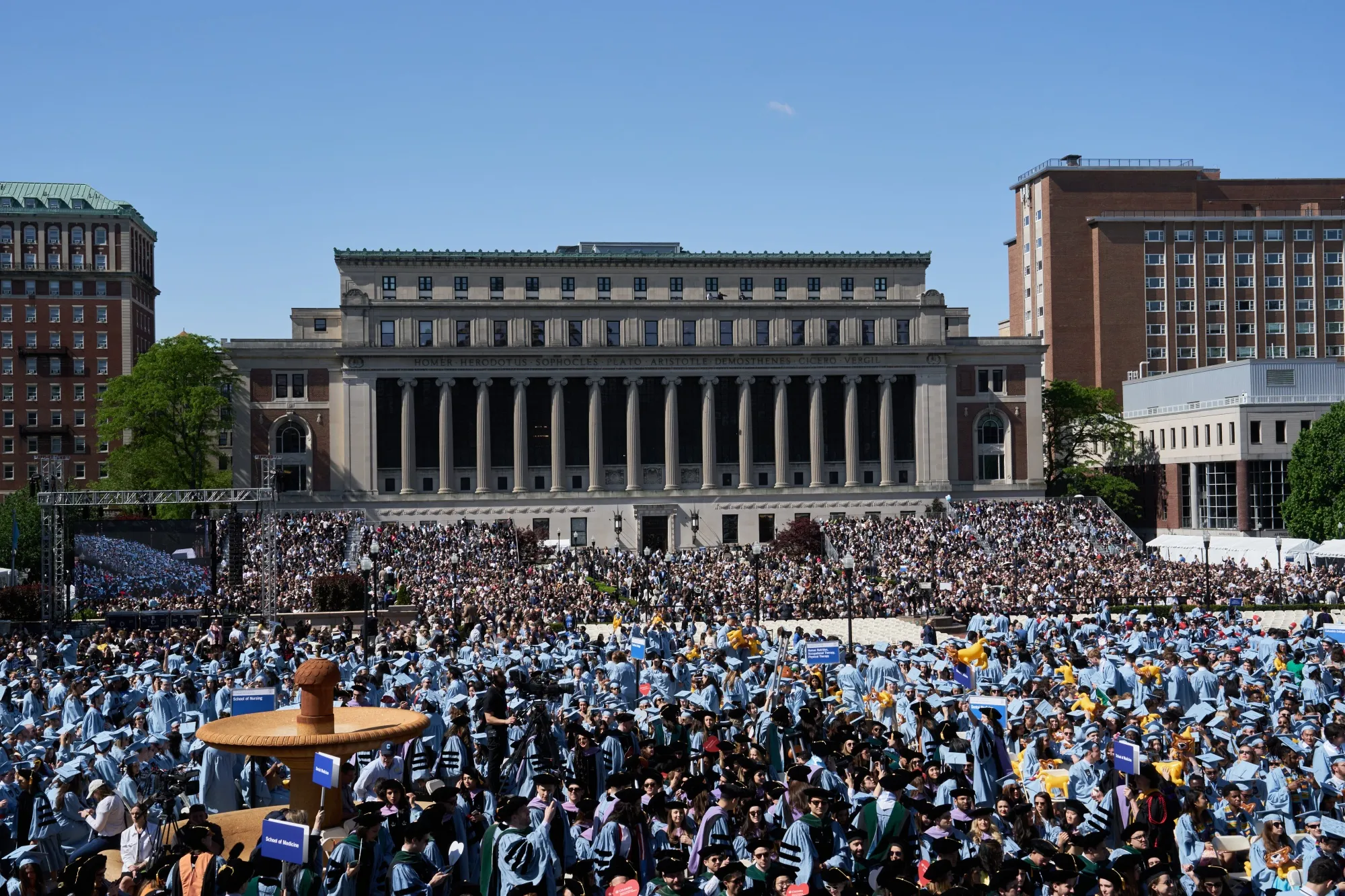 Graduates and guests during the Columbia University commencement convocation in New York, US, on Wednesday, May 17, 2023. 