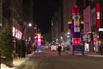 A nearly empty street during a curfew in Montreal on Jan. 3, 2022.