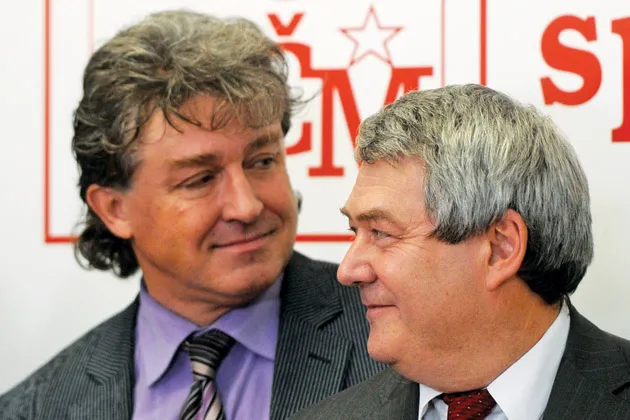 Comrades Dolejš (left) and Filip want to say “ne” to NATO