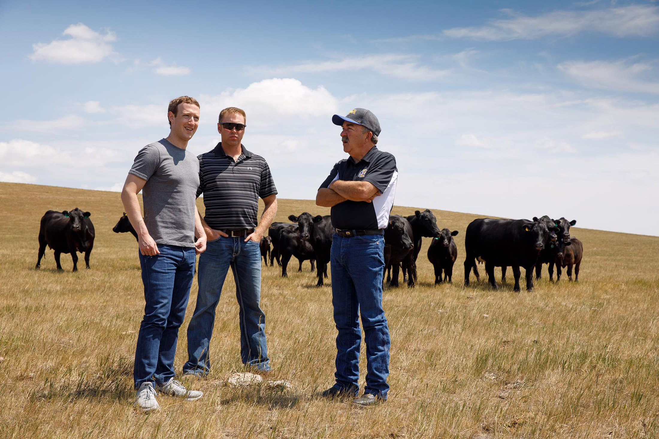 Mark Zuckerberg visits with cattle ranchers in Piedmont, S.D.