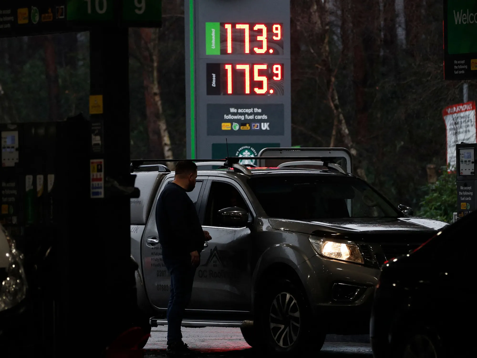 The average price for diesel&nbsp;rose to 165.24 pence a liter ($2.17) on Tuesday.