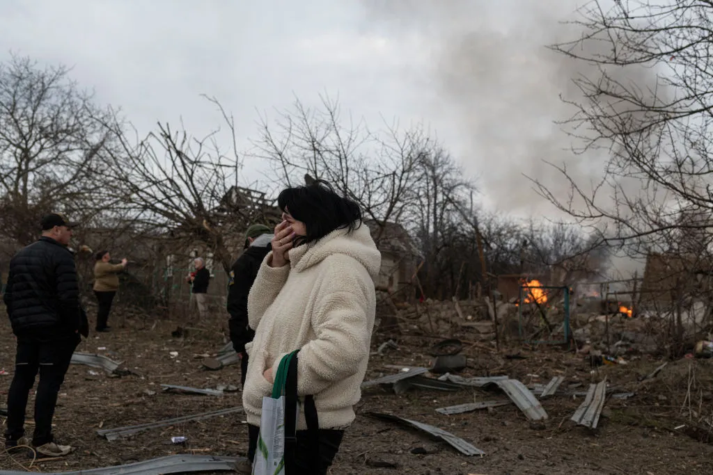 A Russian aerial bombing in Kramatorsk, Donetsk Oblast.