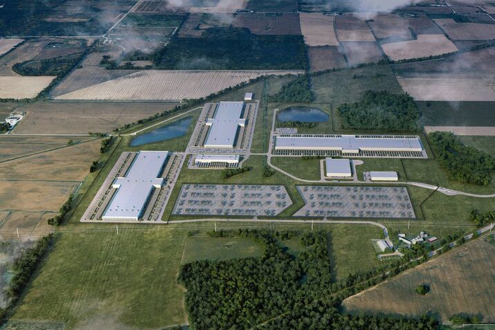 A rendering of a&nbsp;data center campus&nbsp;in Saline Township, Michigan.