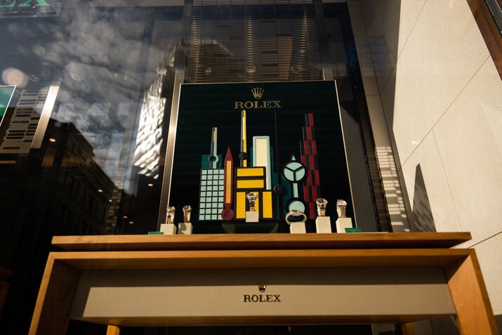 Rolex watches at a Watches of Switzerland store in London.