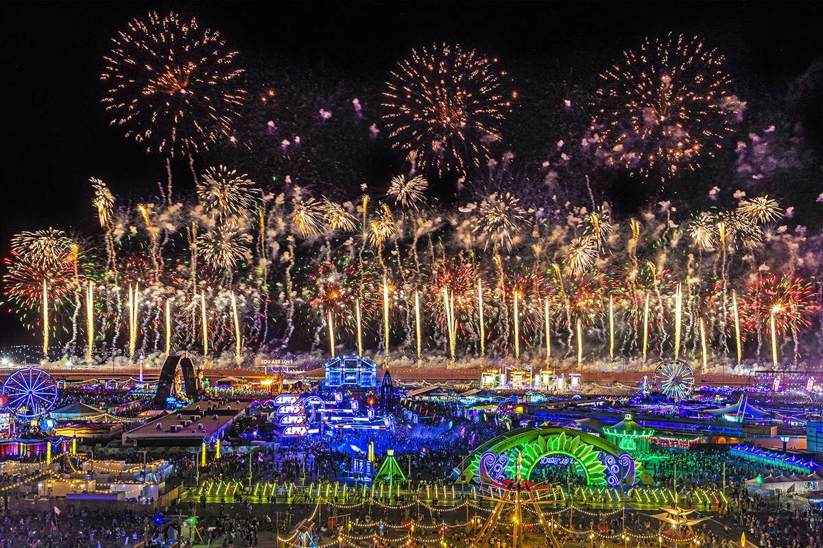 Fireworks light up the night at Electric Daisy Carnival in Las Vegas in 2022.
