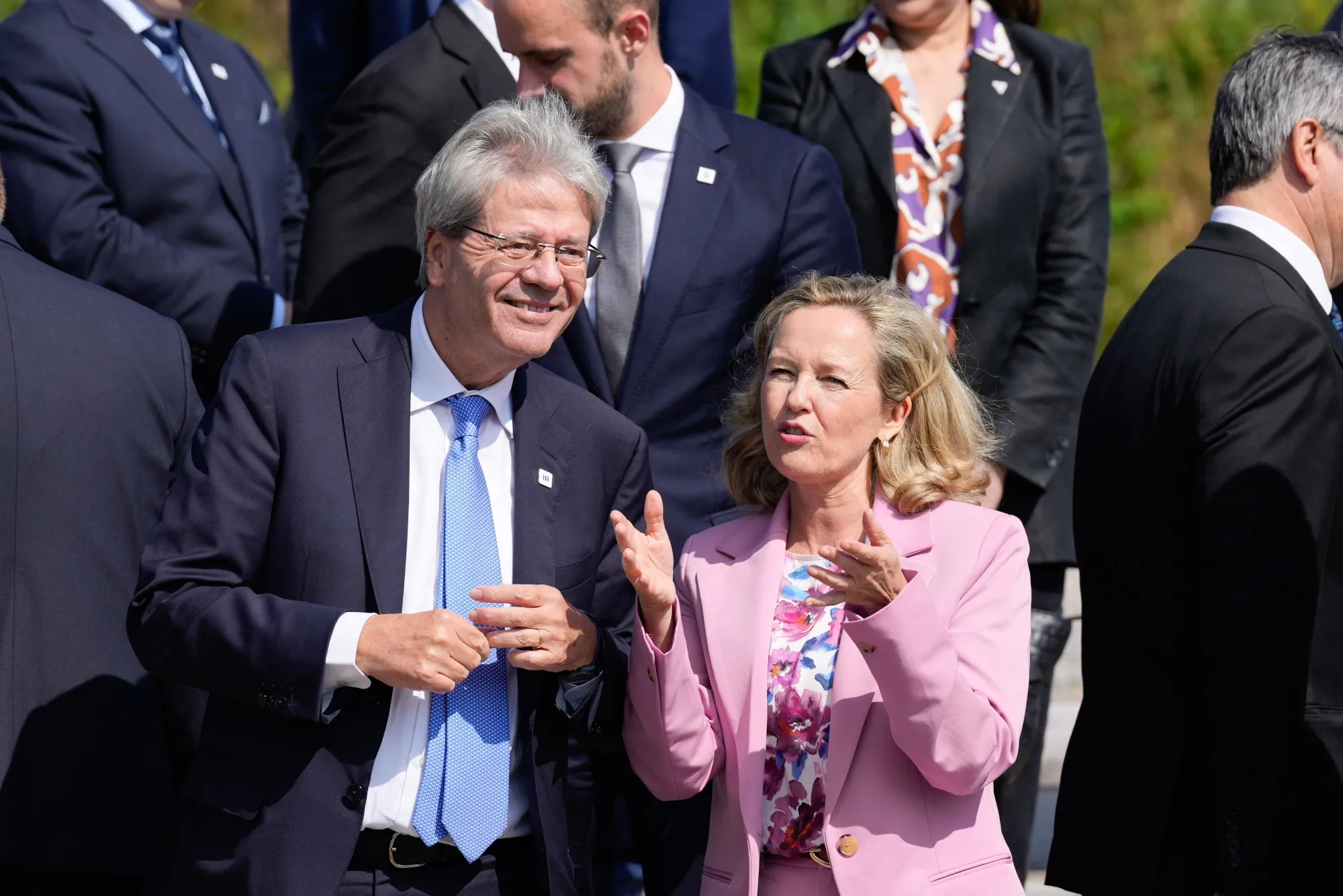 Paolo Gentiloni and Nadia Calvino in Santiago de Compostela.