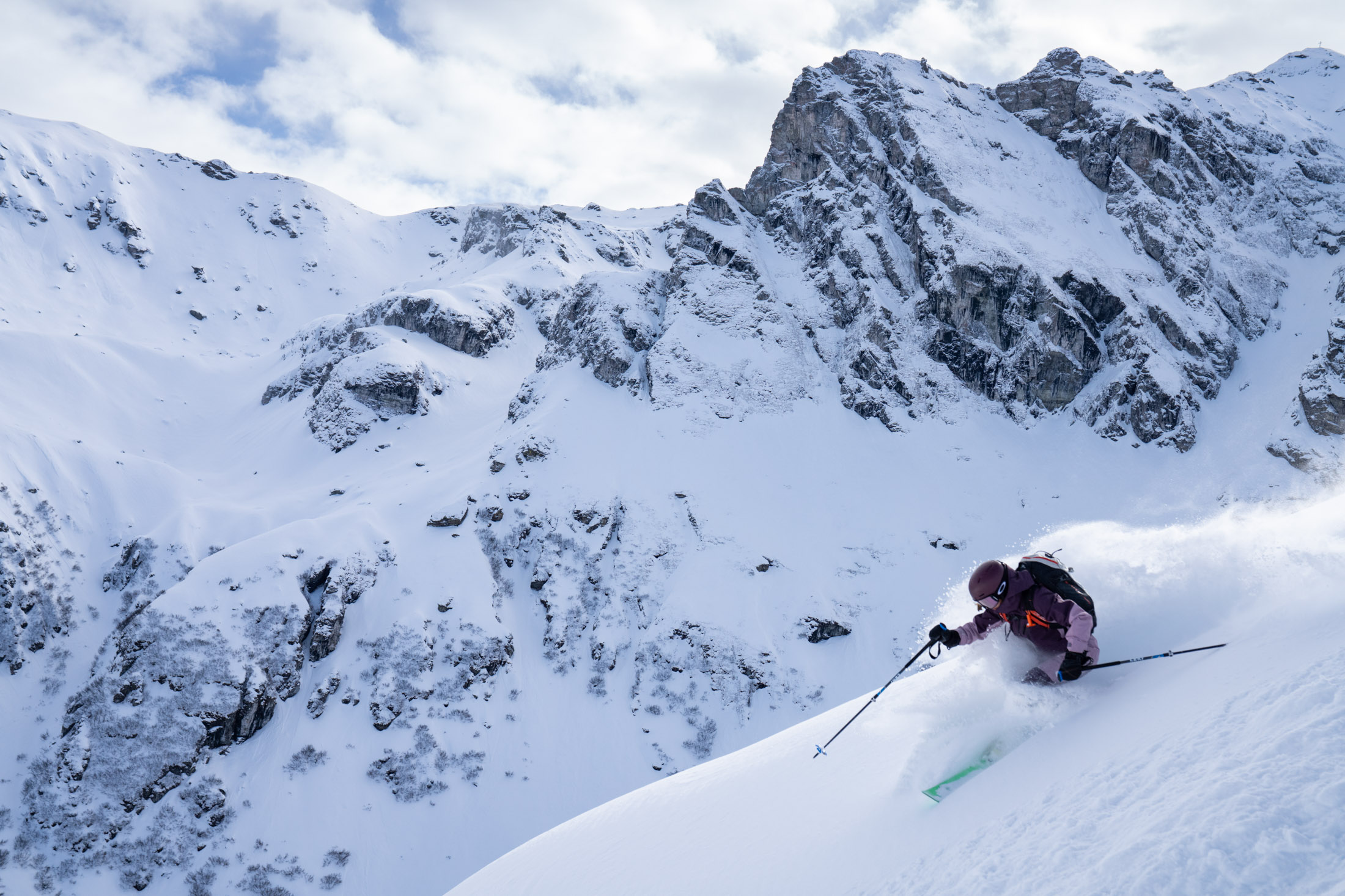 The writer&#39;s partner, Tess, cuts fresh tracks in the Silvretta Montafon backcountry Photographer: Cassie Floto-Warner for Bloomberg Businessweek