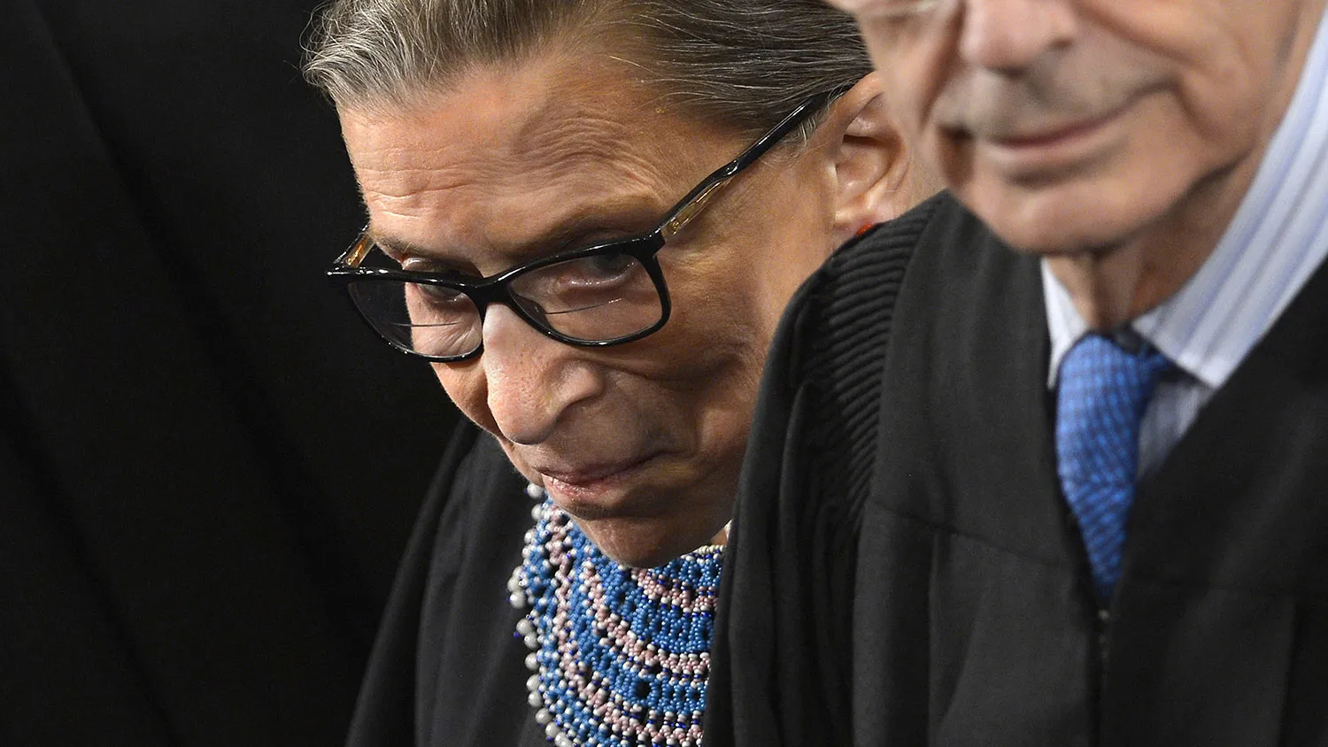 Associate Justice of the US Supreme Court Ruth Bader Ginsburg arrives with others for the State of the Union address on Capitol Hill January 20, 2015 in Washington, DC.
