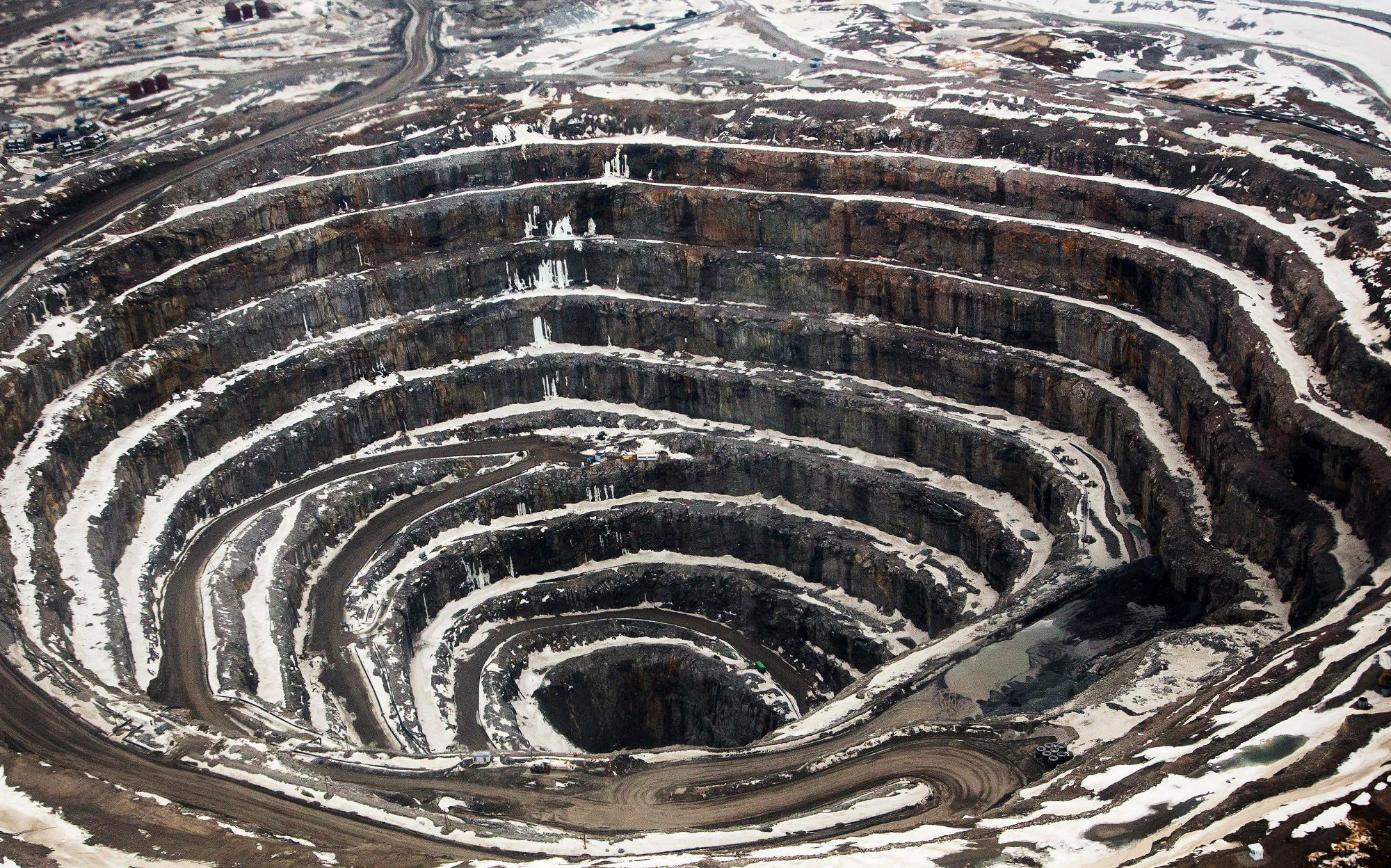 The open pit stands at the Diavik Diamond Mine in the North Slave Region of the Northwest Territories. Rio Tinto closed the mine this month.