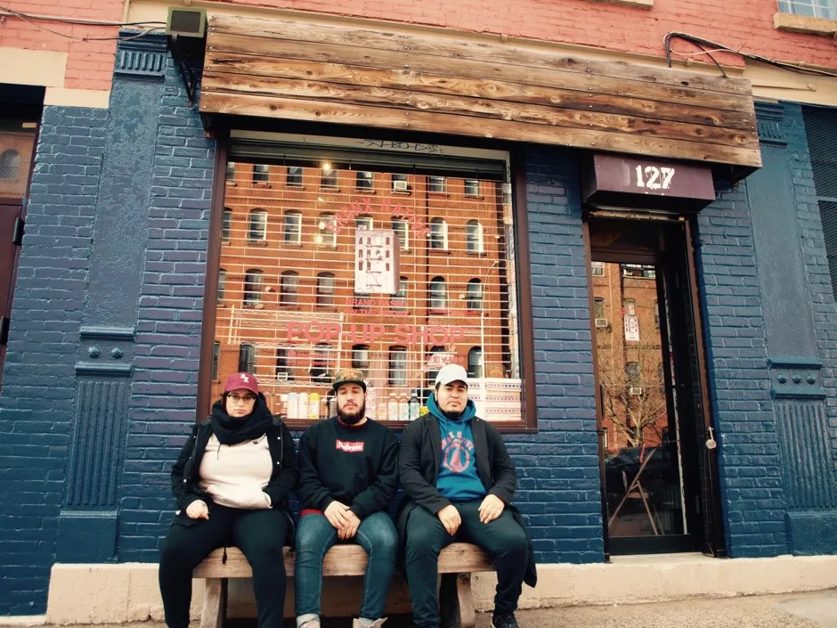 Roselyn Grullon, Amaurys Grullon, and Josue Caceres in front of their shop, Bronx Native on Lincoln Avenue. It is one of the new businesses by Bronx locals hoping to take control of the changes in the borough.
