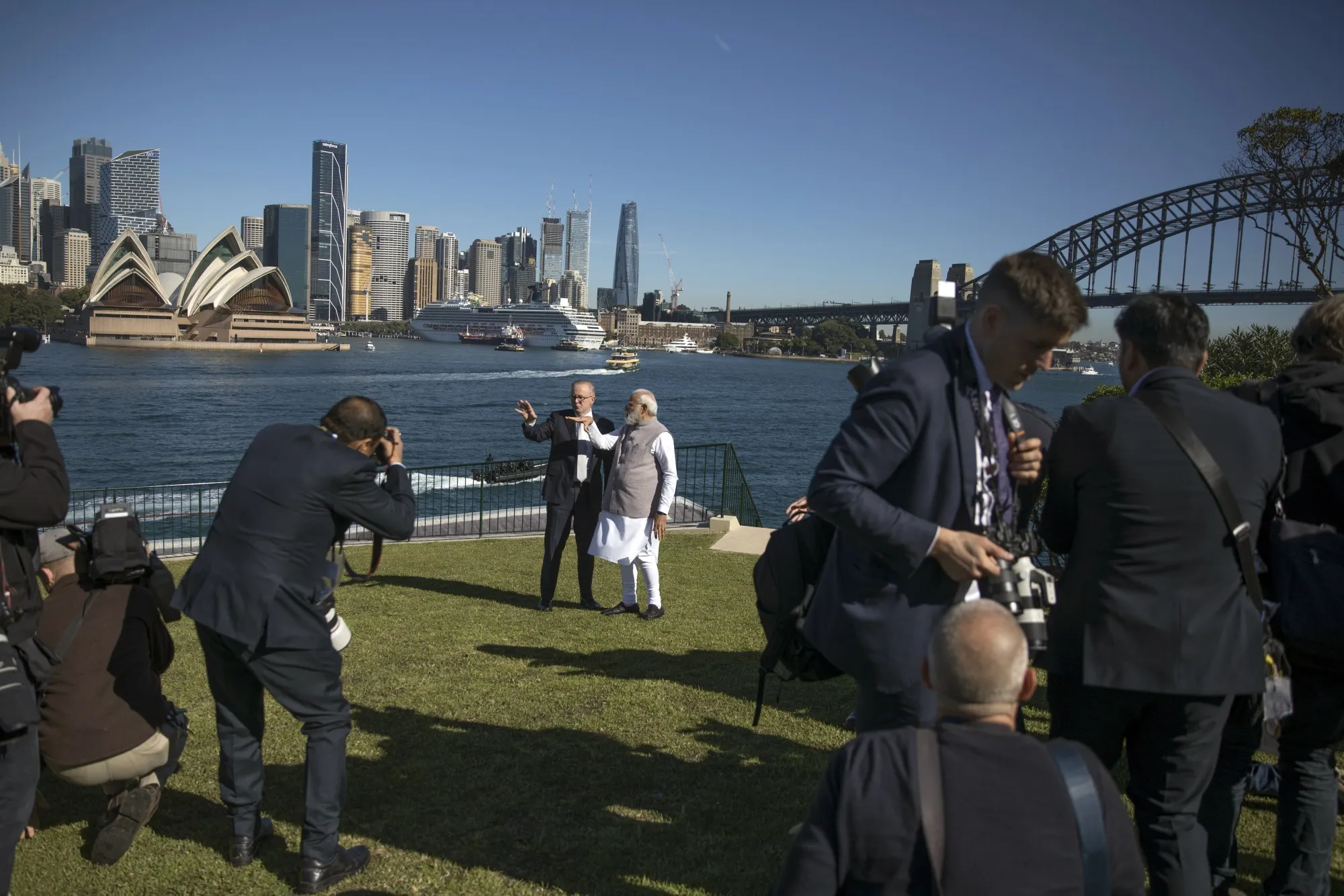 Narendra Modi with Anthony Albanese in Sydney on May 24.