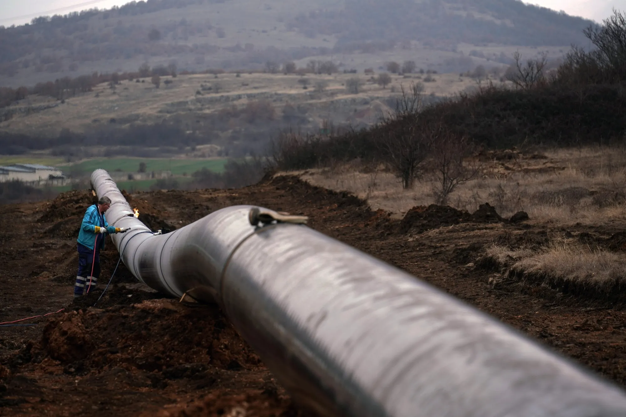 A gas pipeline linking the gas networks of Bulgaria and Serbia, on the outskirts of Sofia, Bulgaria.