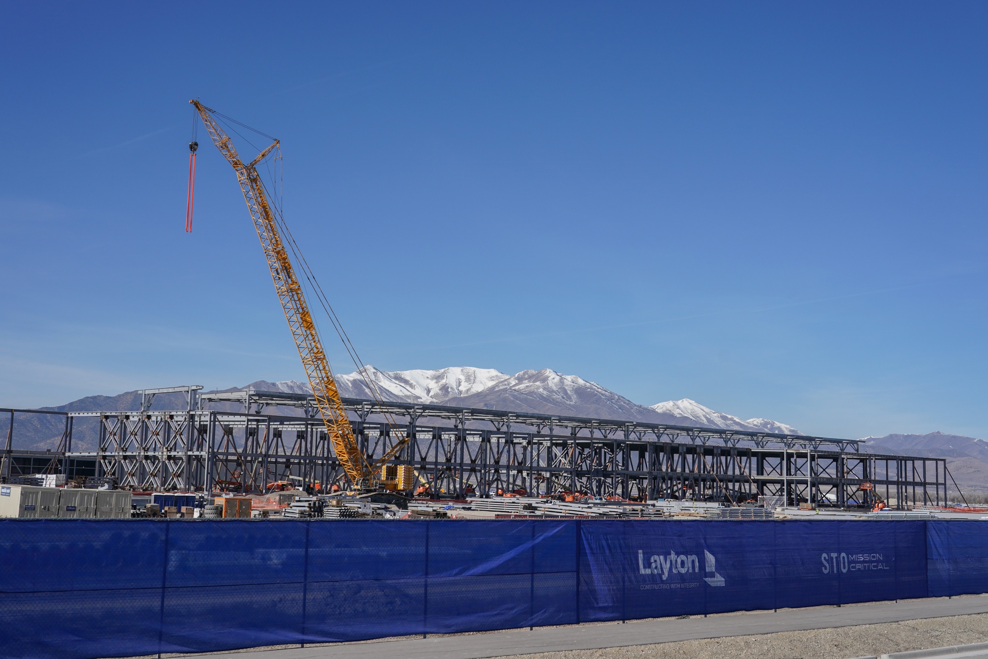 A building frame under construction at the new QTS Eagle Mountain data center in Eagle Mountain, Utah, US, on Tuesday, Jan. 27, 2026. QTS Realty Trust Inc. is an owner, developer, and operator of carrier-neutral and multi-tenant data centers. Photographer: George Frey/Bloomberg