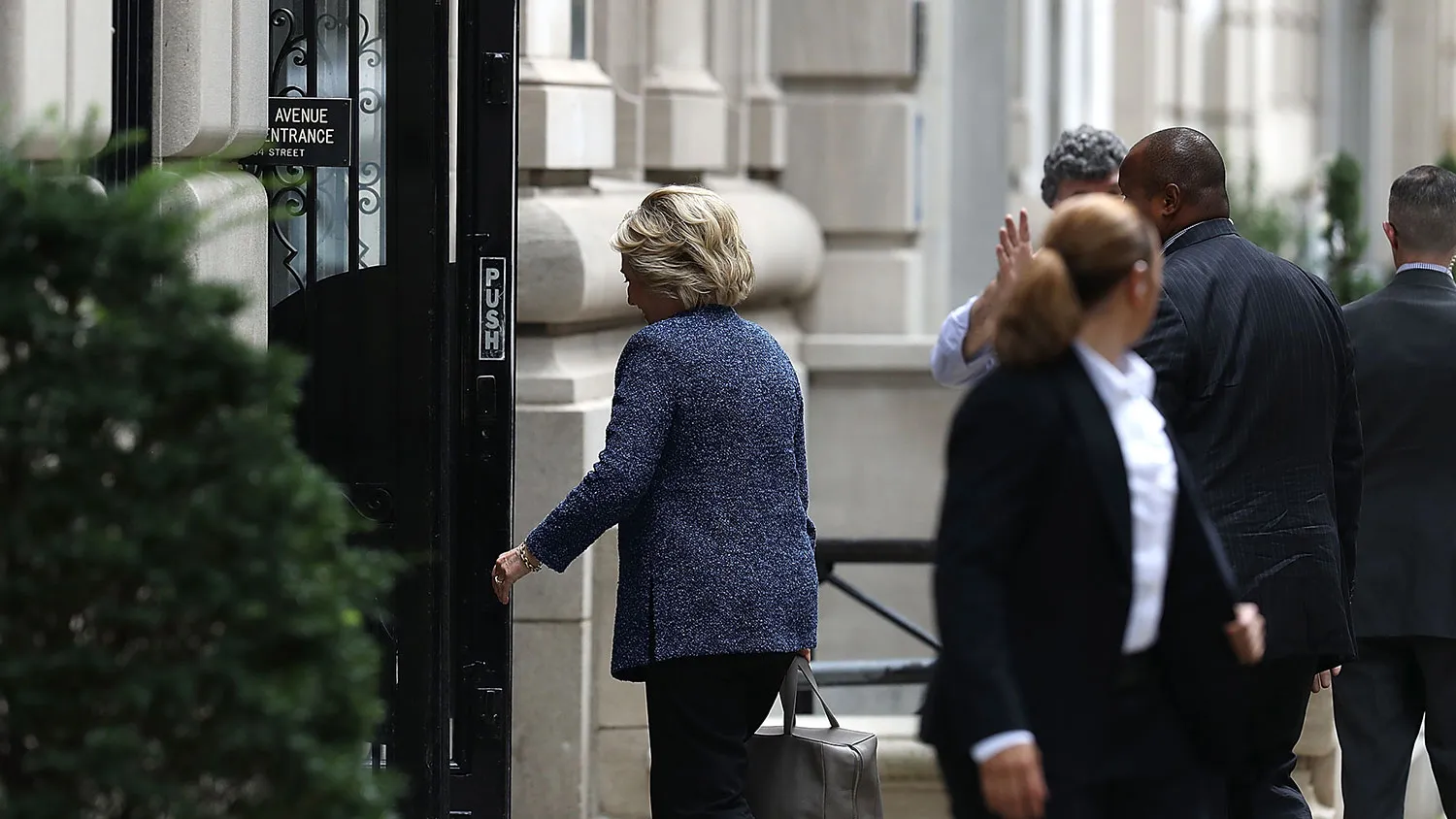 Democratic presidential nominee Hillary Clinton arrives at a campaign finance event on Sept. 9, 2016, in New York City.
