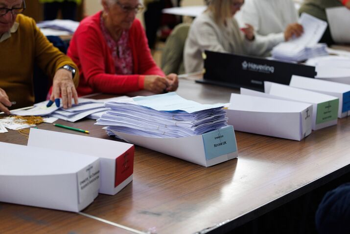 Votes are counted during the Havering local council election in Romford, on May 8.