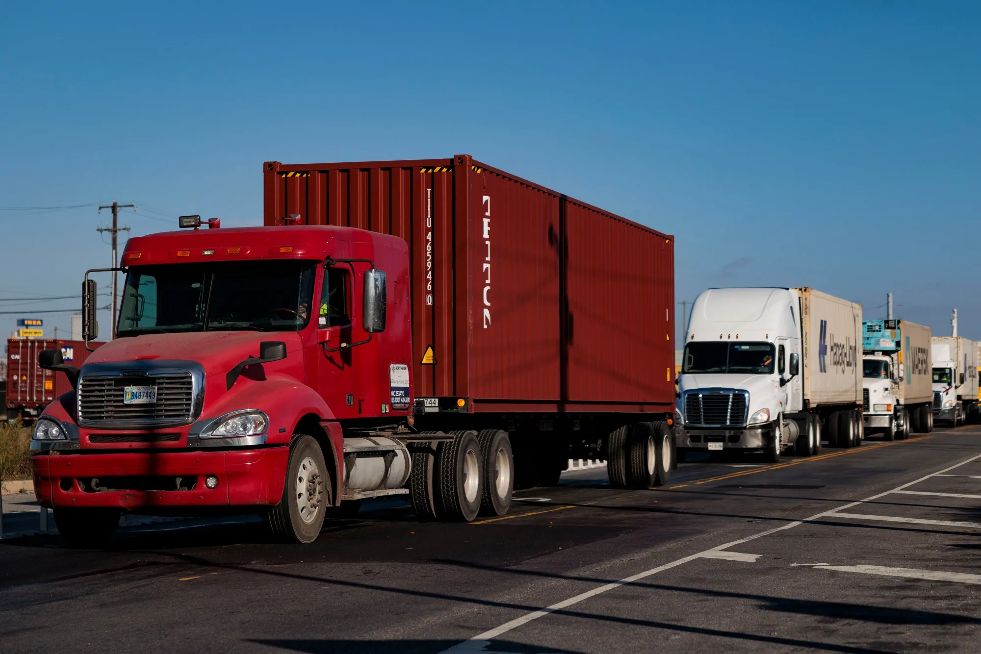 Tractor trailers outside of the Port of Philadelphia.