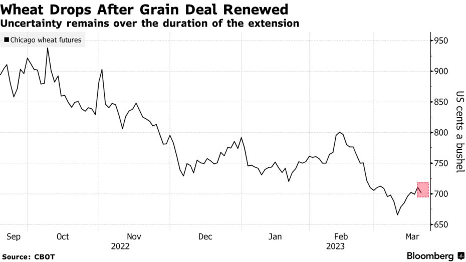 Wheat Drops After Grain Deal Renewed | Uncertainty remains over the duration of the extension