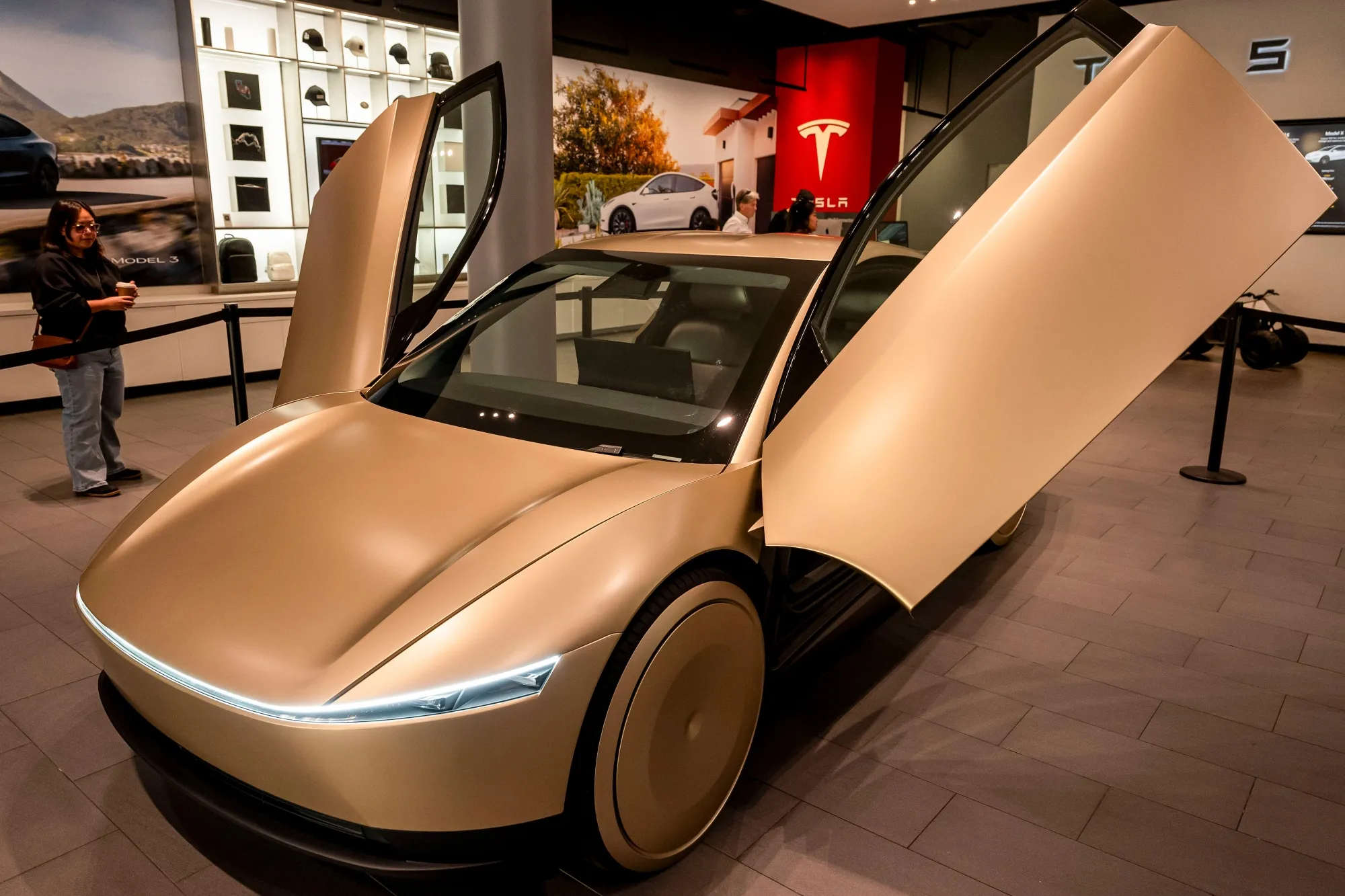 A Tesla Cybercab prototype&nbsp;in San Jose, California.