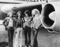 Led Zeppelin in front of their private airliner The Starship, in 1973.