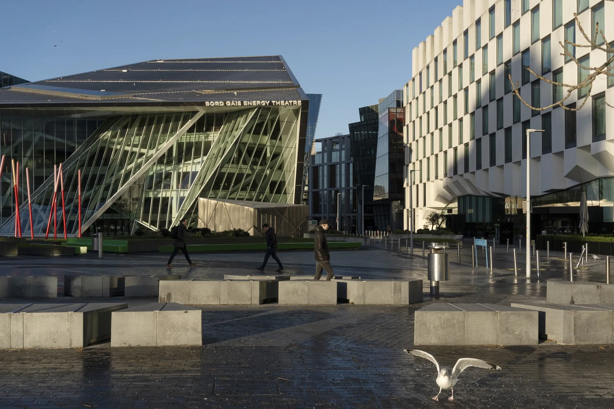 Commuters in the Silicon Docks area of Dublin, Ireland.