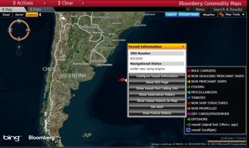Position of the Captain Diamantis as of Jan. 27, according to data compiled by Bloomberg.