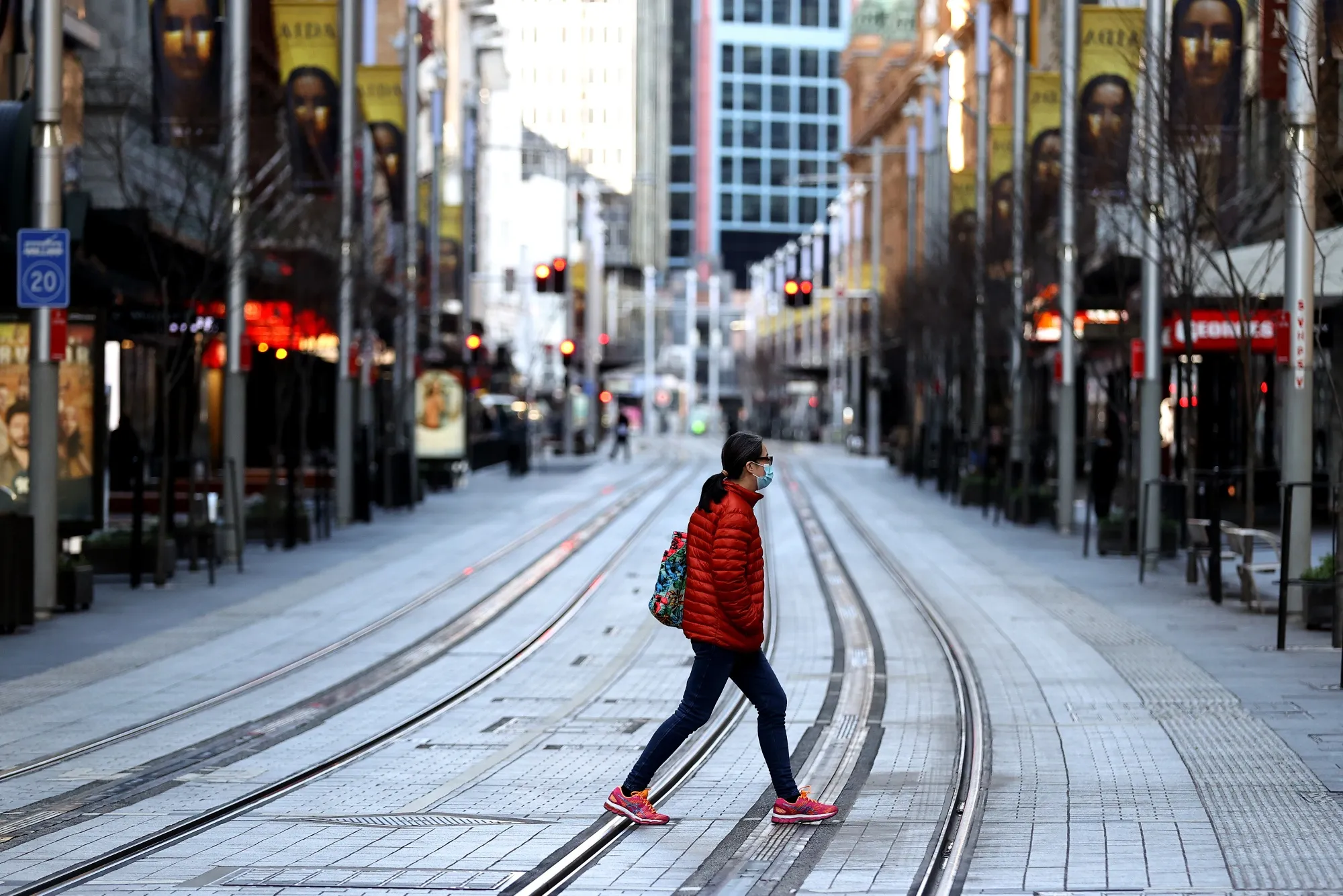 A near-empty street in the central business district of Sydney, on July 27.