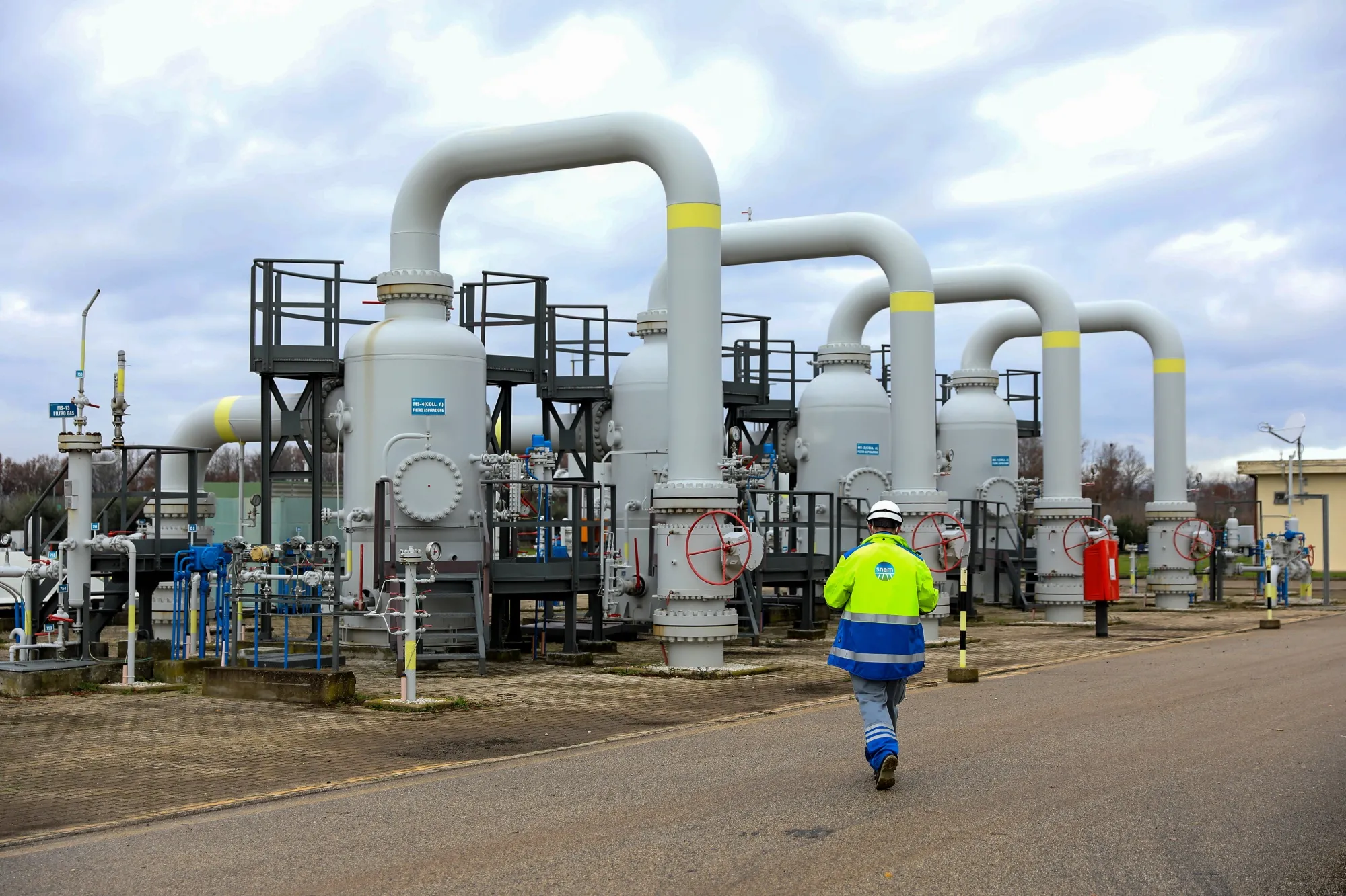 A gas compressor station, operated by Snam SpA, in Gallese, Italy.