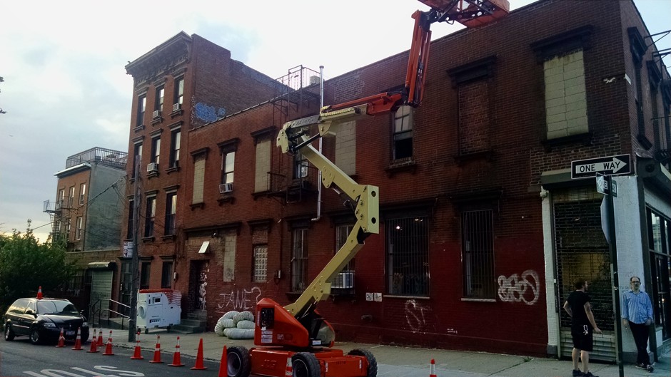 Construction in Williamsburg, Brooklyn, where the New York Times is more likely to notice. 