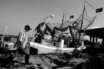 A fisherman dockside in Delacroix, Louisiana, on May 5, 2010
