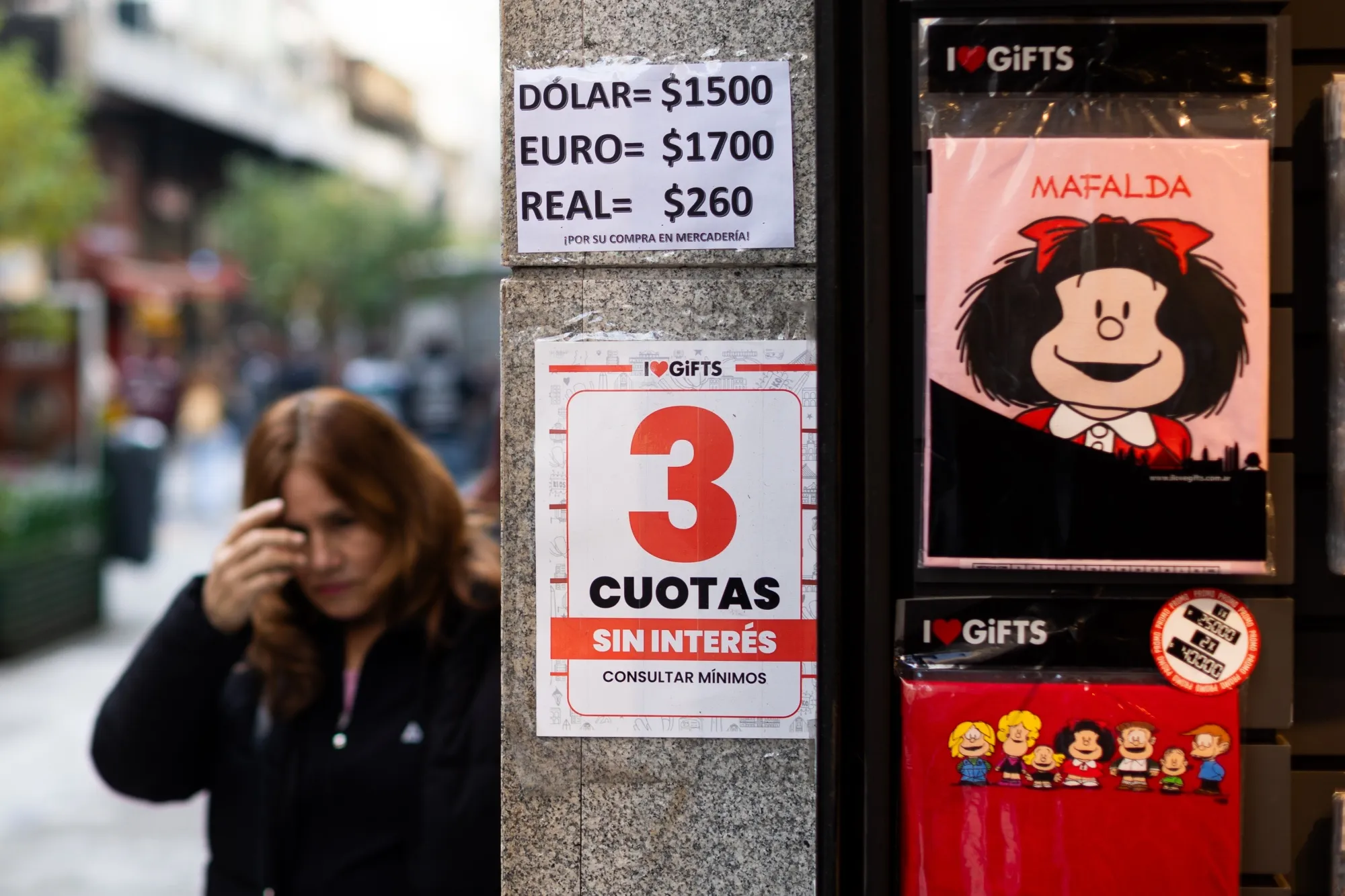 Currency prices displayed in a storefront in the financial district of Buenos Aires on Sept. 8.