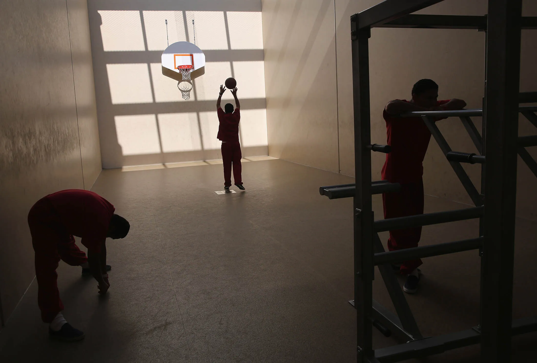 Immigrant detainees at the Adelanto Detention Facility in California.
