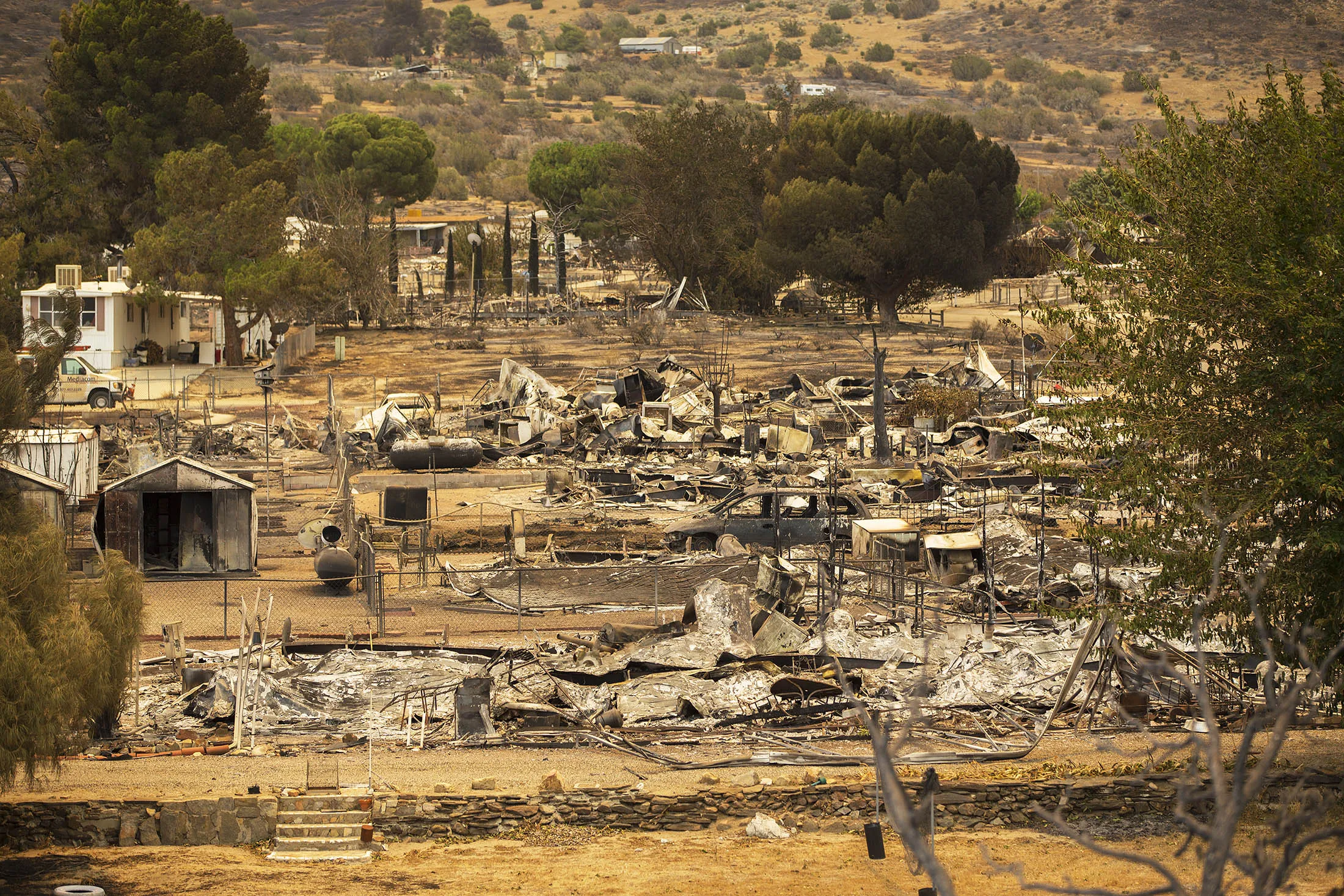 A neighborhood leveled by the Erskine Fire June 25, 2016 in South Lake, California.
