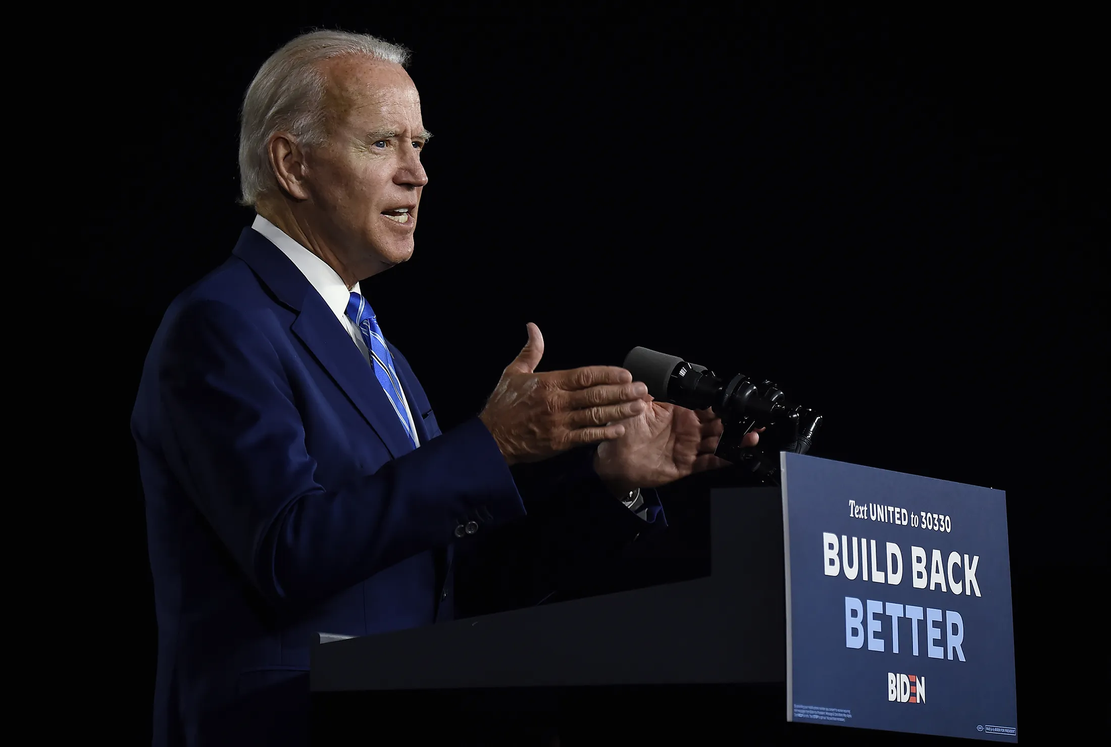 Joe Biden speaks at a "Build Back Better" Clean Energy event on July 14.