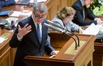 Andrej Babis&nbsp;speaks&nbsp;during a session of the Czech Parliament in Prague on Jan. 16.